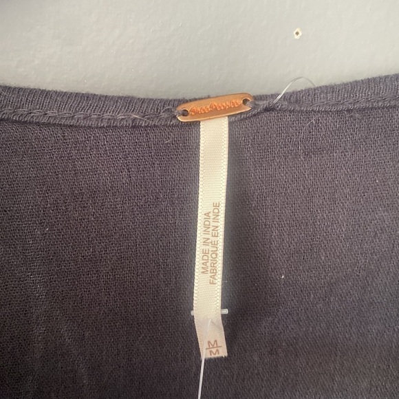 Free People Flowy Indie Sleaze Black Crop Top Embroidered Western Boho - Picture 4 of 12